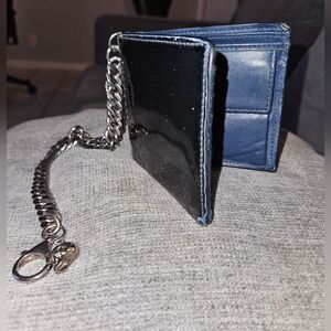 Alexander McQueenMen's Blue Skull Chain Wallet patent leather